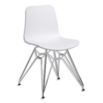 PAPERFLOW Lot de 2 chaises UXSTEEL en polypropylène, pied chromé, assise blanche, H79xL49,5xP50,5 cm
