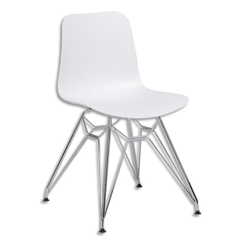 451082_d1-1.jpg PAPERFLOW Lot de 2 chaises UXSTEEL en polypropylène, pied chromé, assise blanche, H79xL49,5xP50,5 cm – Image 1