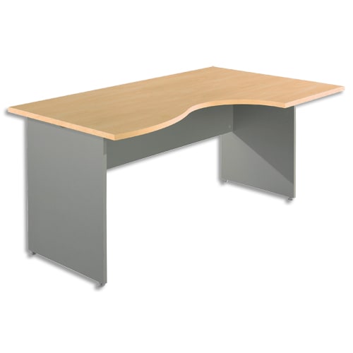 451106_d1-1.jpg SIMMOB Bureau compact 160 x 80/100 cm retour à droite hêtre + voile de fond couleur alu – Image 1