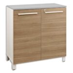 GAUTIER OFFICE Rangement bas Sunday Blanc, portes Chêne - Dimensions : L80 x H79 x P40 cm