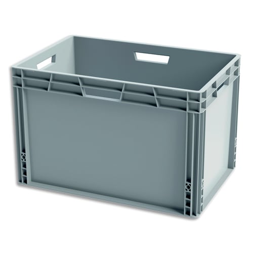 451184_d1-1.jpg VISO Bac de rangement Gris en polypropylène, gerbable, charge 10L - Dimensions : L60 x l40 x H33 cm – Image 1