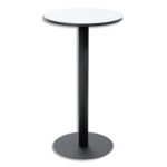 PAPERFLOW Table de restauration Mezzo haute ronde 60cm. Pied noir et plateau stratifié blanc