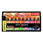 STABILO BOSS ORIGINAL ARTY surligneur pointe biseautée – Etui de 10 surligneurs - couleurs chaudes
