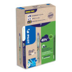 PILOT Greenpack ECOBALL de 10 stylos bille + 10 recharges dont 50% gratuite. Encre bleue - 0,7mm. BEGREEN