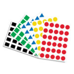 O'COLOR Sachet de 40 planches A5 de gommettes A5. 1200 gommettes. 4 formes assorties, 5 couleurs