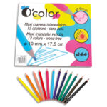 O'COLOR Pack de 144 maxi crayons de couleur en résine triangulaire. Diamètre 10mm, mine 4mm. Assortis
