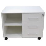 Desserte mobile EMMA mélaminé 1 niche 3 tiroirs blanc largeur 80 x hauteur 59 x profondeur 56 cm