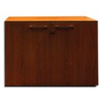 Armoire mélaminée EMMA 2 portes, hauteur 74cm. Coloris Blanc/Noisetier