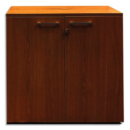 452072_d1-1.jpg Armoire mélaminée EMMA 2 portes, hauteur 100cm. Coloris Blanc/Noisetier – Image 1