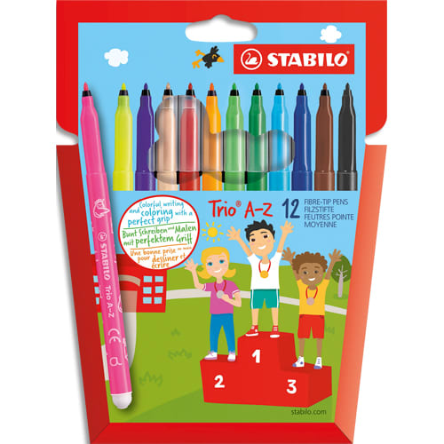 452079_d1-1.jpg STABILO Trio A-Z feutre de coloriage pointe moyenne - Etui carton de 12 feutres - Coloris assortis – Image 1
