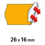 METO Boîte de 6 rouleaux étiquettes Meto 26x16mm fluo orange sinusoïdales adhésif permanent