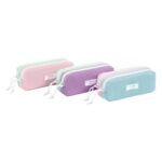 VIQUEL Trousse TEKNIK, 2 cpts. En nylon pastel. 22x9x7cm. 3 Coloris : Bleu/rose-Violet/vert-Rose/vert