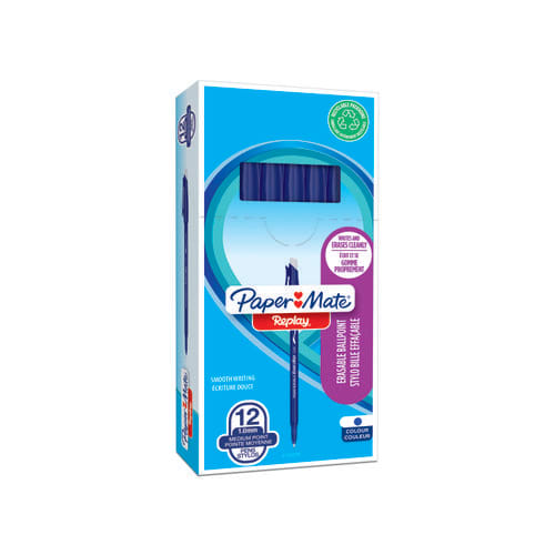 454810_d1.jpg PAPERMATE Stylo-Bille Effaçable - Replay - Pointe Moyenne - Bleu – Image 1