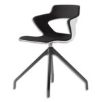 Chaise Pyra polyvalente coque en polypropylène noir, assises en tissu noir, pied pyramide en métal noir