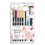 TOMBOW Set d'aquarelle florale. Comprenant un guide ainsi que 5 ABT dual brush + accessoires