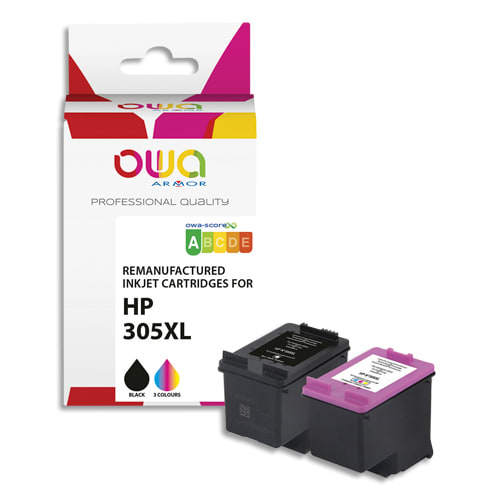 458307_d1-1.jpg OWA Pack de 2 cartouches compatibles jet d'encre HP 305XL BKCL K10603OW – Image 1