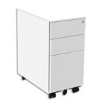 PIERRE HENRY Caisson mobile Slim 3 tiroirs dont 1 pour dossiers suspendus blanc. Dim H60 x L.30 x P.52 CM