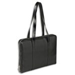 QUO VADIS Sacoche à grande anse Satiny en cuir de vachette satin 38x28,5x5cm. Coloris noir