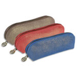 QUO VADIS Trousse Julo Lotus en cuir de vachette pailleté 21x6,5x6,5cm. Coloris assortis