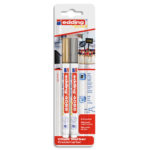 EDDING Blister de 2 marqueurs craie liquide 4085 pte ogive, largeur de trait de 1/2mm. Coloris Or/Argent