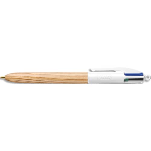 459016_d1.jpg BIC Stylo bille 4 couleurs rétractable Wood. Pointe Moyenne (1,0 mm) - Corps effet matière naturel bois – Image 1
