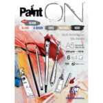 CLAIREFONTAINE Bloc PaintON collé 24F 250g. A5.Assortis 6x4 blanc, à grain, gris, naturel, noir et denim
