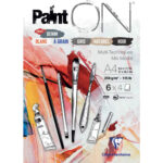 CLAIREFONTAINE Bloc PaintON collé 24F 250g. A4.Assortis 6x4 blanc, à grain, gris, naturel, noir et denim