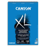 CANSON Bloc 50 feuilles de dessin XL MIXED MEDIA, A3 160 grammes, spirale sur le petit côté