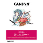 CANSON Bloc de 30 feuilles GRADUATE Manga. A3, 200gr. Blanc, lisse et résistant aux gommages et grattages
