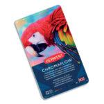 DERWENT Boîte métal ''CHROMAFLOW'' de 12 crayons de couleur. Application lisse et veloutée. Mine de 3,5