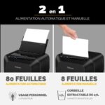FELLOWES Destructeur AUTOMAX 80M, coupe mini-cut, P-4, 4x12mm, 80 feuilles, 17 litres, 4621501 – Image 3