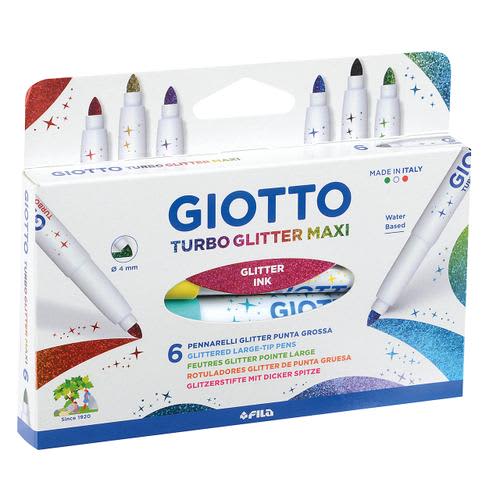 460665_d1.jpg GIOTTO Boîte de 6 feutres de coloriage pailletés assortis, pointe large – Image 1