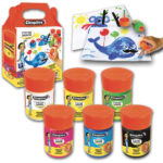 CLEOPATRE Lot de 6 p'tit pots de goua 50ml avec pinceau et entonnoir intégré (blc, jne, rge, vrt, bl, n)