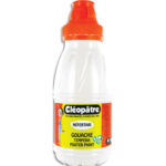 CLEOPATRE Pot de gouache Nefertari blanche 250 ml x 8, dès 3 ans, avec pinceau et entonnoir intégré