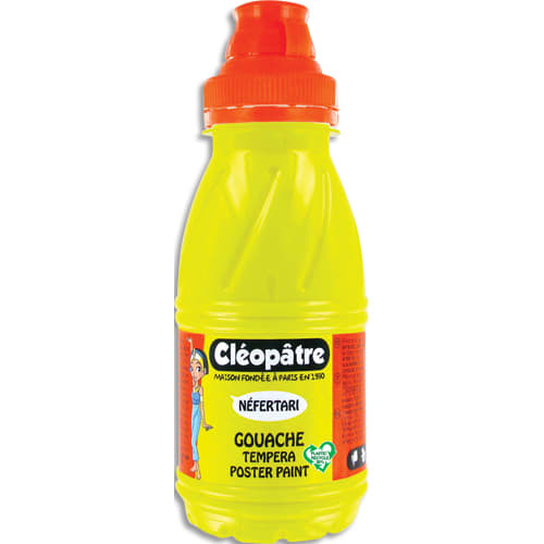 460989_d1-1.jpg CLEOPATRE Pot de gouache Nefertari jaune primaire 250ml x 8, dès 3 ans, avec pinceau et entonnoir intégré – Image 1