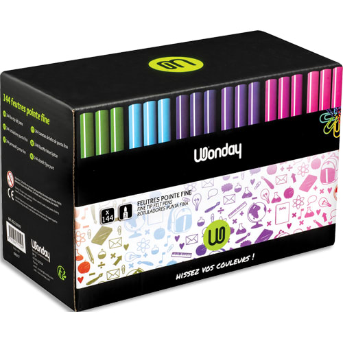 461396_d1-1.jpg WONDAY Schoolpack de 144 feutres pointes fines, colors assorties – Image 1