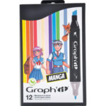 OZ INTERNATIONAL Set de 12 marqueurs à alcool GRAPHIT Manga pour réaliser des mangas - 12 coloris