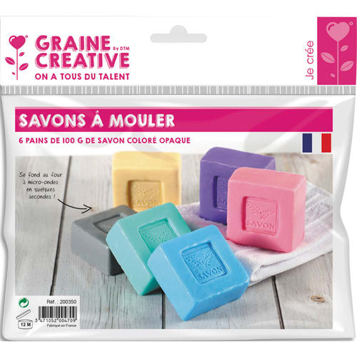 461632_d1-1.jpg GRAINE CREATIVE Lot de 6 pains de 100gr de savons colorés opaques, fond au micro-ondes - coloris assortis – Image 1