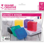GRAINE CREATIVE Lot de 6 pains de 100gr de savons colorés translucides, fond au M-O - coloris assortis