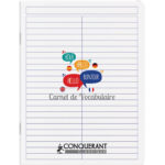 CONQUERANT Cahier de vocabulaire classique agrafé 17x22 cm 96 pages 90g reglure specifique polypro
