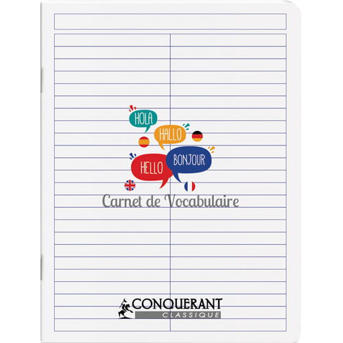 462022_d1-1.jpg CONQUERANT Cahier de vocabulaire classique agrafé 17x22 cm 96 pages 90g reglure specifique polypro – Image 1