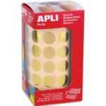APLI KIDS Boîte de gommettes couleur métal or rondes 15 mm en rouleau