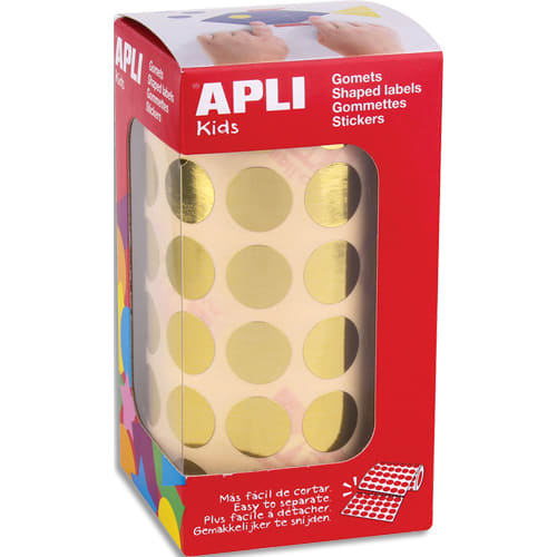 462402_d1-1.jpg APLI KIDS Boîte de gommettes couleur métal or rondes 15 mm en rouleau – Image 1