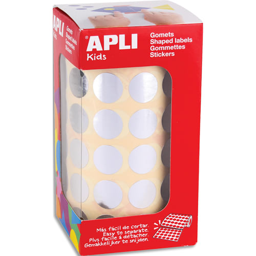 462403_d1-1.jpg APLI KIDS Boîte de gommettes couleur métal argent rondes 15 mm en rouleau – Image 1