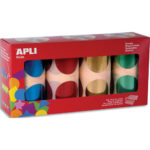 APLI KIDS Boîte de 4 rouleaux de gommettes rondes 45mm (1128 unités), couleurs métal assorties