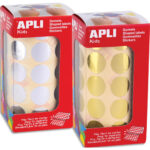 APLI KIDS Boîte de 2 rouleaux de gommettes rondes 20mm couleurs or et argent