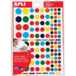 APLI KIDS Pochette de 20 feuilles (2080 u) de gommettes enlevables rondes de tailles (20 mm) et coul ass