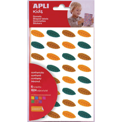 462477_d1-1.jpg APLI KIDS Pochette de 6 feuilles (384 u) de gommettes enlevables feuilles d'arbres – Image 1