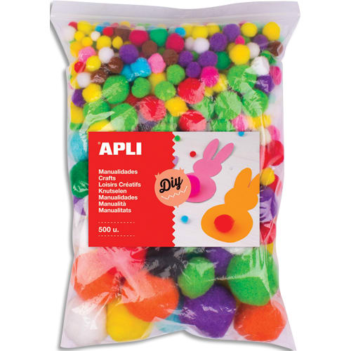 463130_d1-1.jpg APLI KIDS Sachet de 500 pompons couleurs assorties – Image 1
