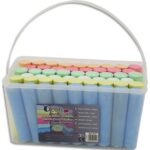 O'COLOR Seau de 52 craies de trottoir, 6 couleurs assorties, diamètre 2,5 x 10,5 cm